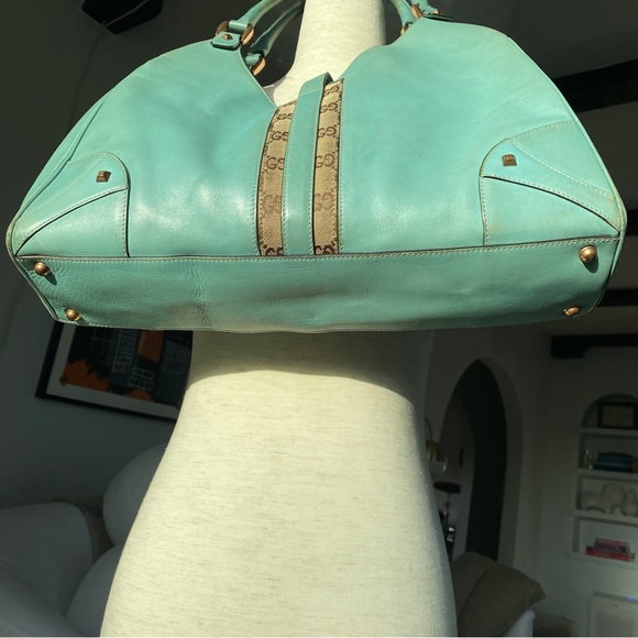 Gucci Turquoise Jackie O Large Leather Hobo Handbag - Picture 6 of 16